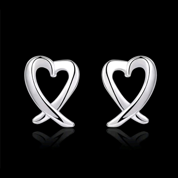 Jewelry - 3X $45 Elegant MINI Silver Heart Earrings